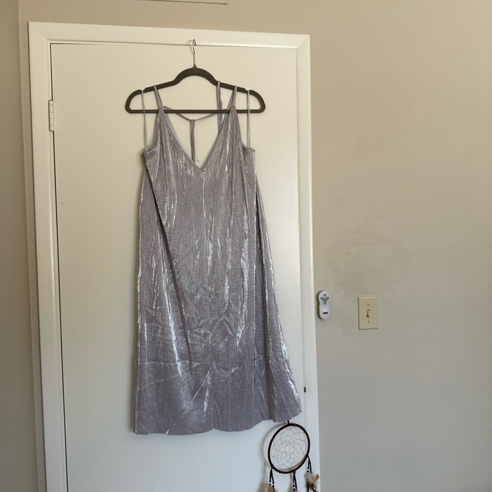 Topshop beautiful silver dress.  V neck. Size US 10.